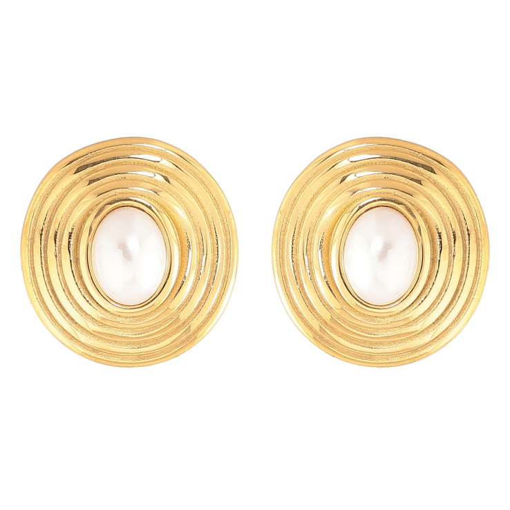 Сережки Нержавіюча сталь пусети "Візерунок з перлинами" фото №8