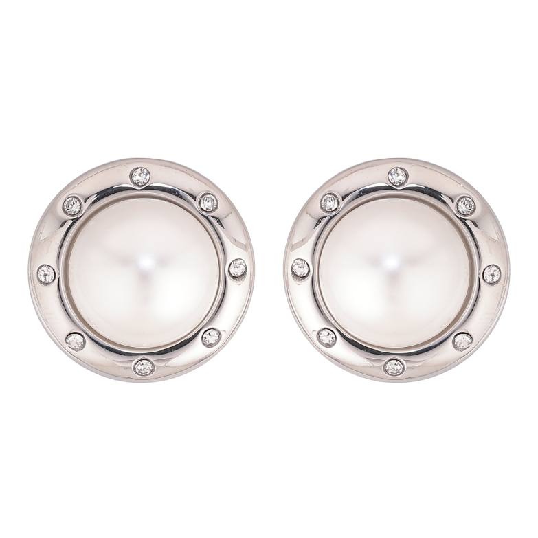 Сережки Нержавіюча сталь пусети "Перлини у декоративній оправі" фото №1