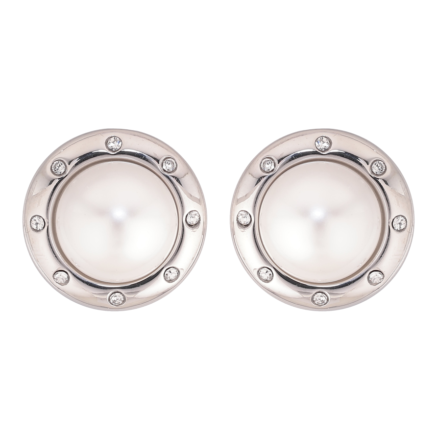 Сережки Нержавіюча сталь пусети "Перлини у декоративній оправі" фото №1