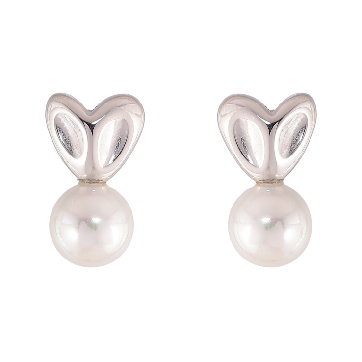 Сережки Нержавіюча сталь пусети "Сердечки з перлинами" фото №19