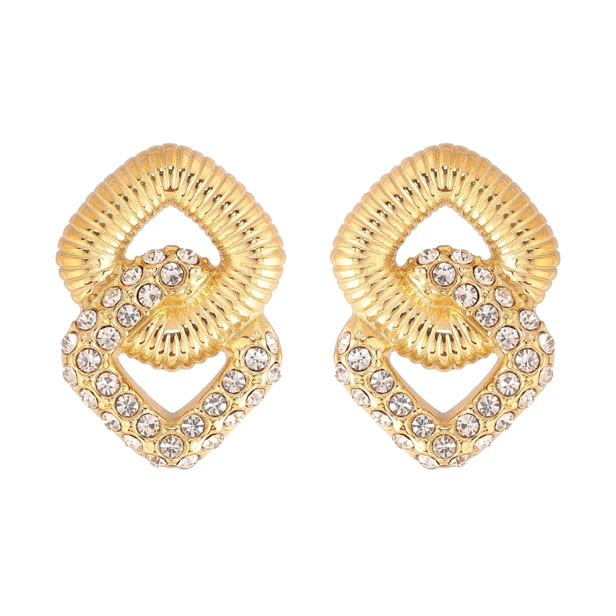 Серьги Нержавеющая сталь пусеты "Ромбовый узор с кристаллами" фото №1 Серьги Нержавеющая сталь пусеты "Ромбовый узор с кристаллами" фото №1