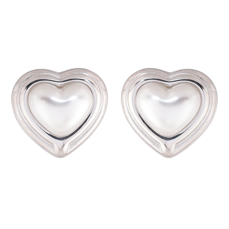 Сережки Нержавіюча сталь пусети "Сердечка з перлинними вставками" фото №25