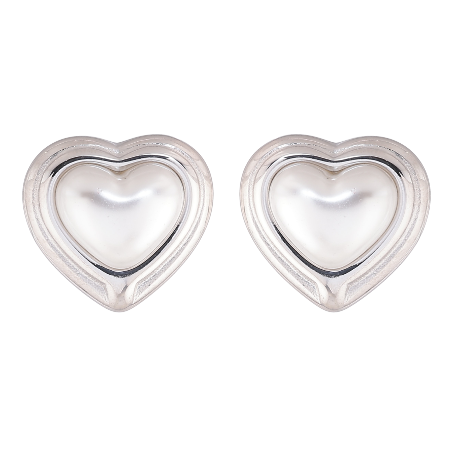Сережки Нержавіюча сталь пусети "Сердечка з перлинними вставками" фото №1