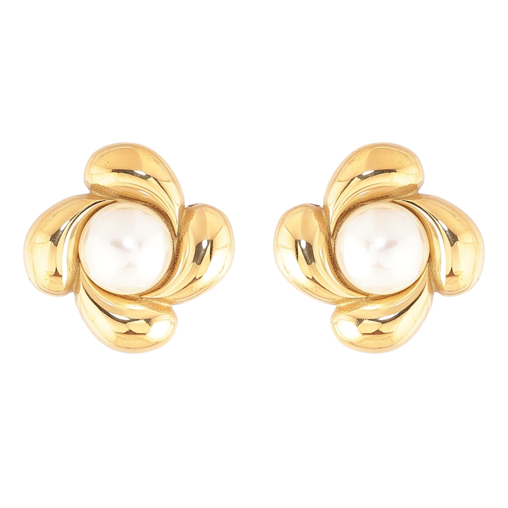 Сережки Нержавіюча сталь пусети "Квіточки з перлинами" фото №6 Сережки Нержавіюча сталь пусети "Квіточки з перлинами" фото №6