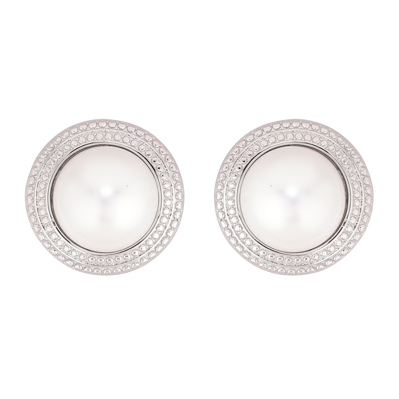 Сережки Нержавіюча сталь пусети "Візерунок з перлинами" фото №1