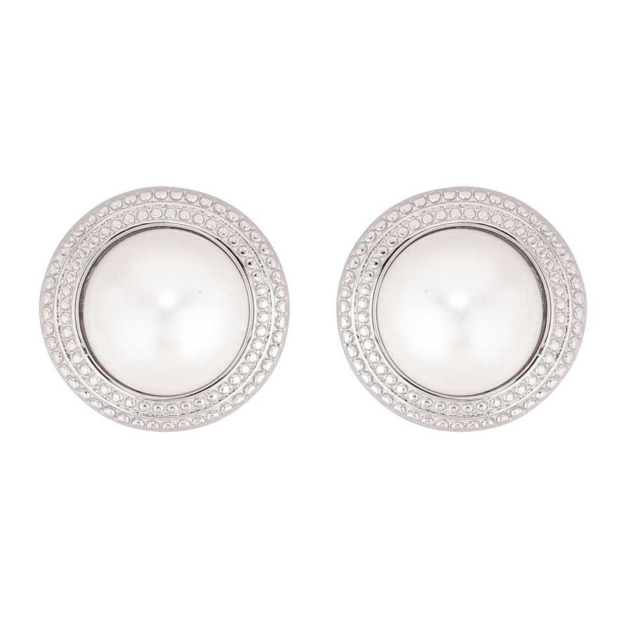 Сережки Нержавіюча сталь пусети "Візерунок з перлинами" фото №1