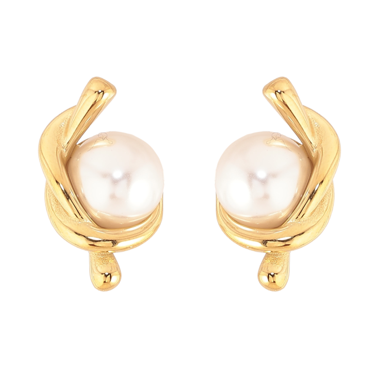 Серьги Нержавеющая сталь пусеты "Узор с жемчужинами" фото №20