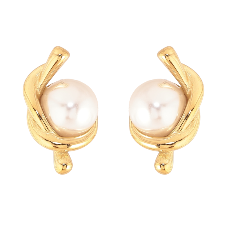 Серьги Нержавеющая сталь пусеты "Узор с жемчужинами" фото №1 Серьги Нержавеющая сталь пусеты "Узор с жемчужинами" фото №1