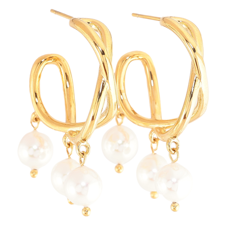 Сережки Нержавіюча сталь пусети "Дуги з перлинними підвісками" на один бік фото №18 Сережки Нержавіюча сталь пусети "Дуги з перлинними підвісками" на один бік фото №18