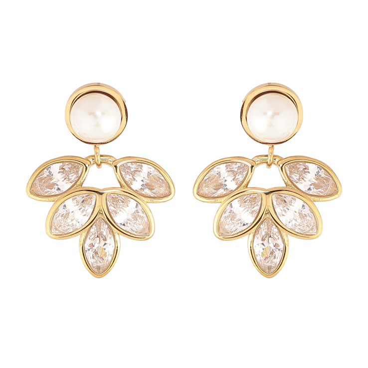 Серьги Нержавеющая сталь пусеты "Кристальные подвески" фото №6