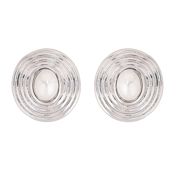 Сережки Нержавіюча сталь пусети "Овали з перлинними вставками" фото №7