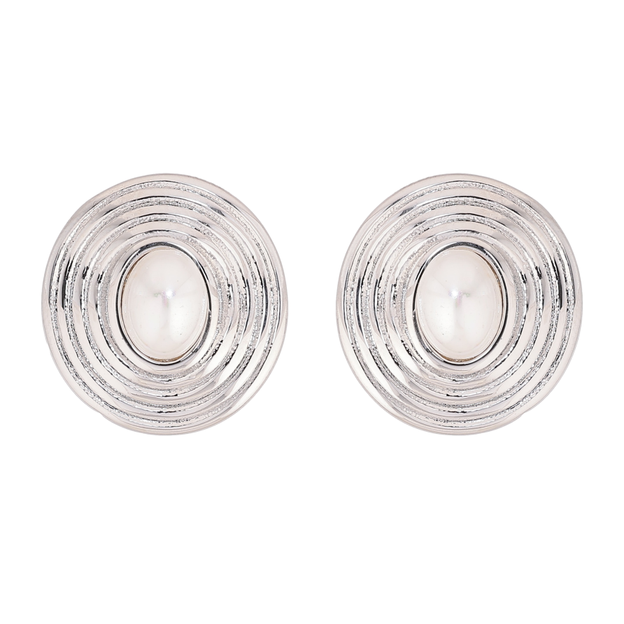 Сережки Нержавіюча сталь пусети "Овали з перлинними вставками" фото №1