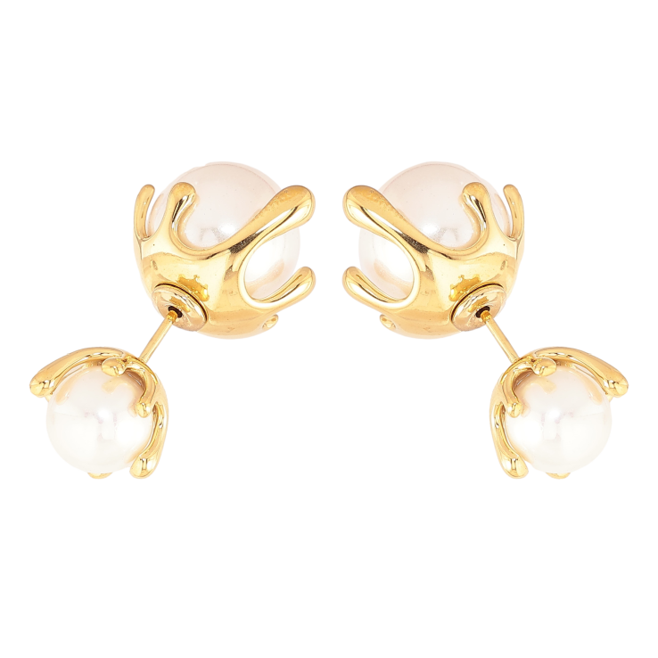 Сережки Нержавіюча сталь пусети-джекети "Перлинні бутони" фото №4 Сережки Нержавіюча сталь пусети-джекети "Перлинні бутони" фото №4