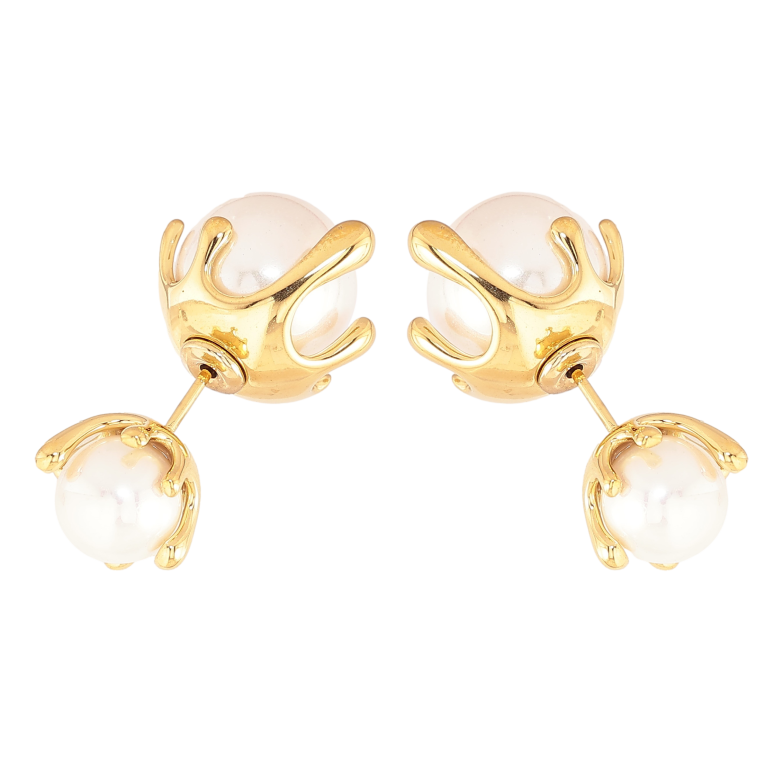 Сережки Нержавіюча сталь пусети-джекети "Перлинні бутони" фото №1 Сережки Нержавіюча сталь пусети-джекети "Перлинні бутони" фото №1