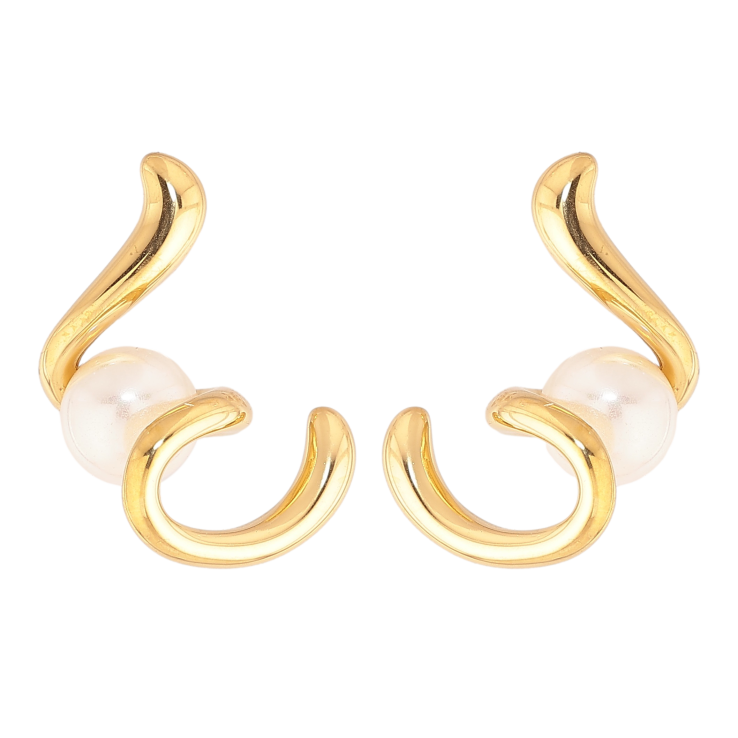 Серьги Нержавеющая сталь пусеты "Узор с жемчужинами" фото №15