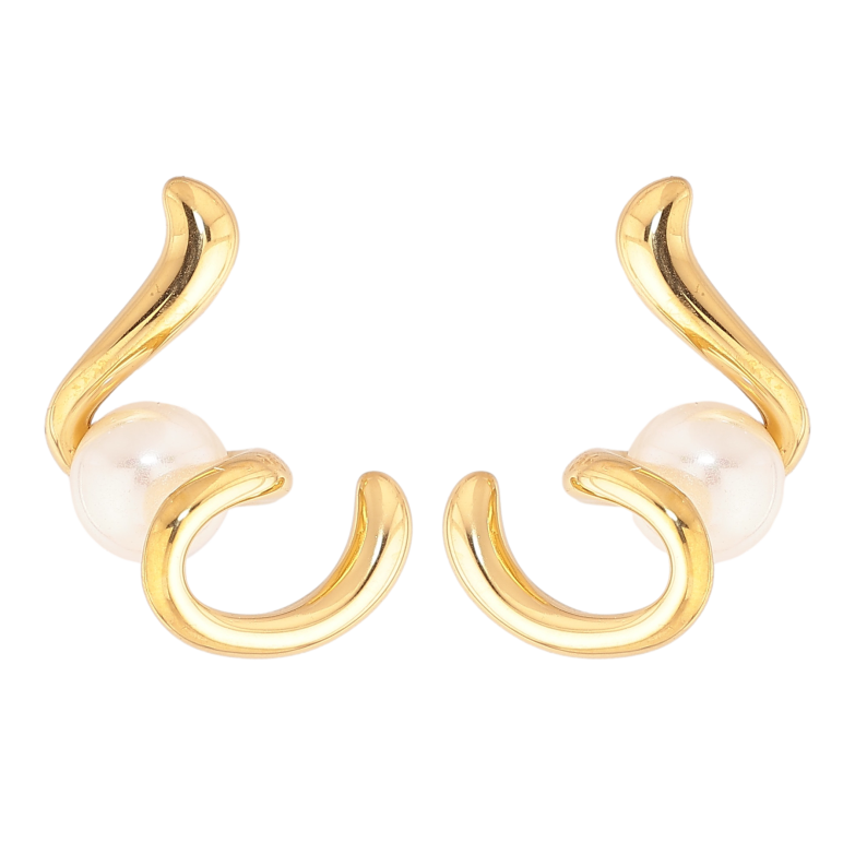 Сережки Нержавіюча сталь пусети "Візерунок з перлинами" фото №1 Сережки Нержавіюча сталь пусети "Візерунок з перлинами" фото №1