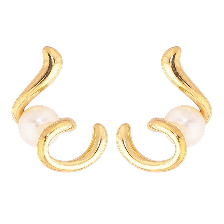 Серьги Нержавеющая сталь пусеты "Узор с жемчужинами" фото №1 Серьги Нержавеющая сталь пусеты "Узор с жемчужинами" фото №1