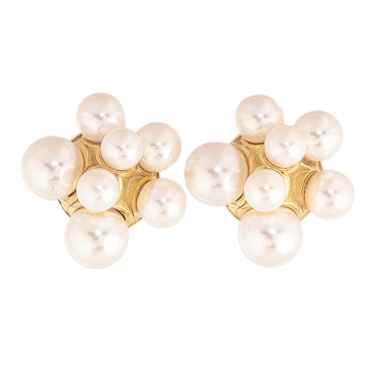 Серьги Нержавеющая сталь пусеты "Узор с жемчужинами" фото №20