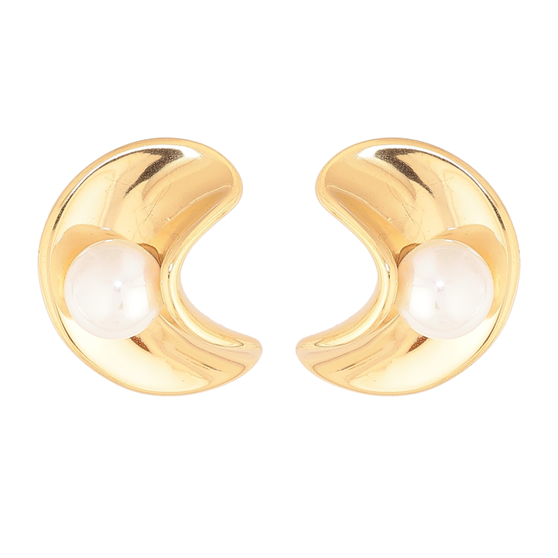 Сережки Нержавіюча сталь пусети "Візерунок з перлинами" фото №1