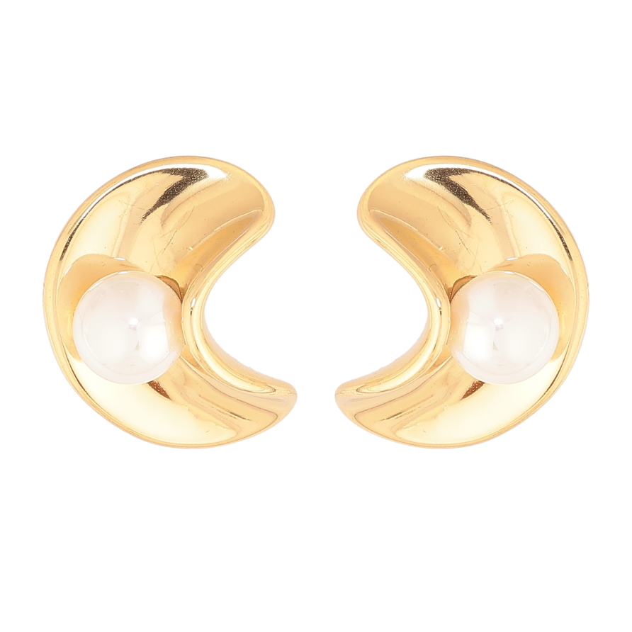 Сережки Нержавіюча сталь пусети "Візерунок з перлинами" фото №1