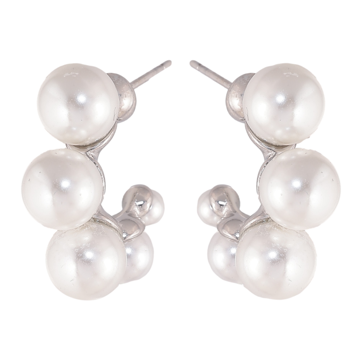 Сережки Нержавіюча сталь пусети "Дуги з перлинами" фото №13