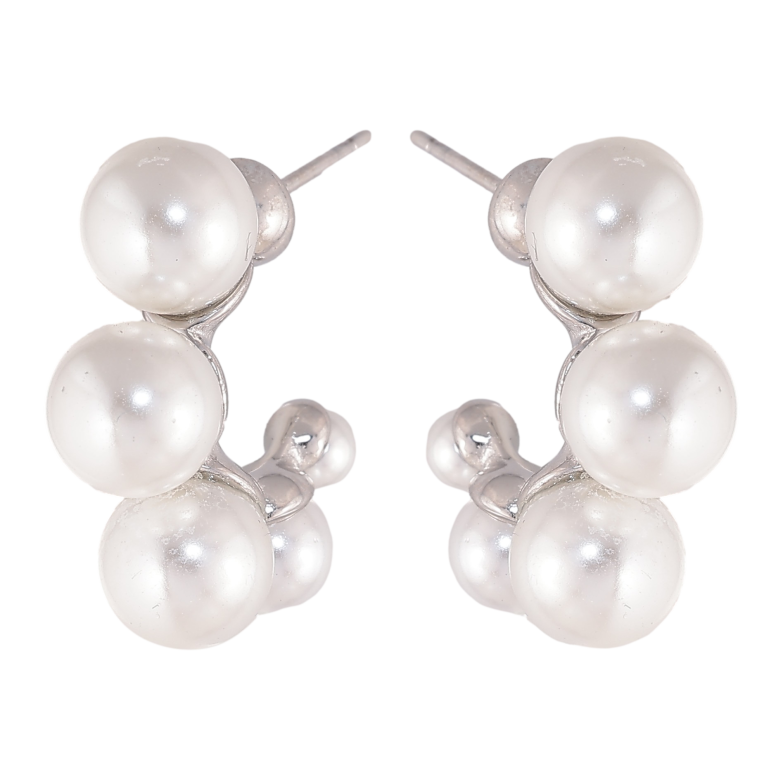 Сережки Нержавіюча сталь пусети "Дуги з перлинами" фото №1