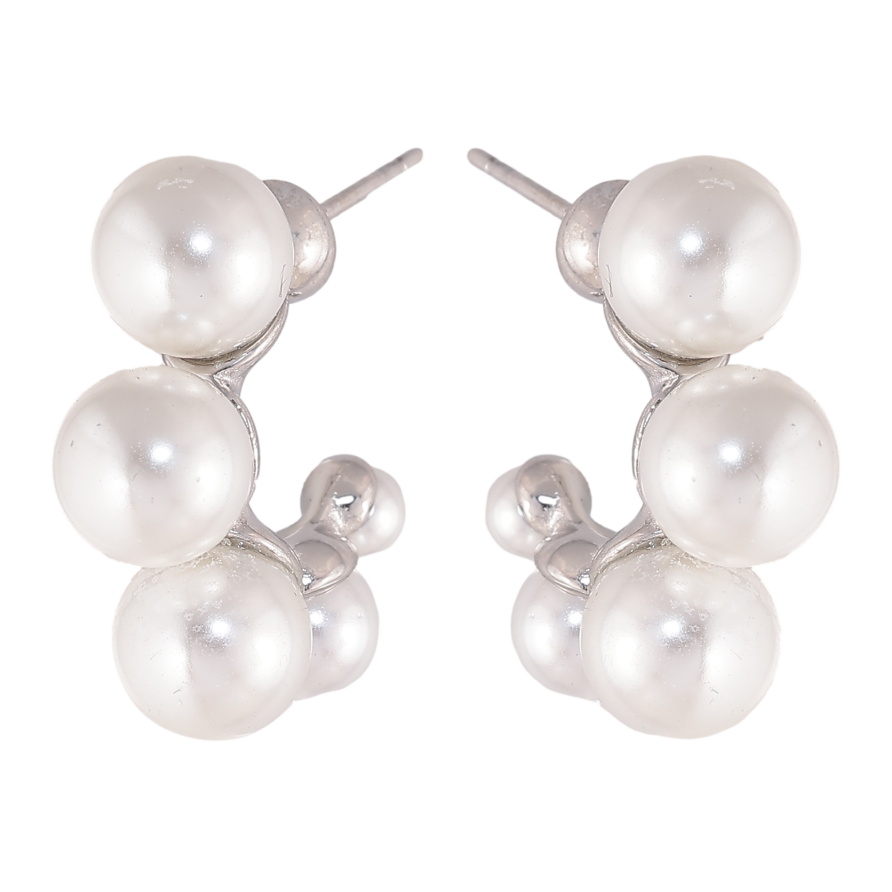 Сережки Нержавіюча сталь пусети "Дуги з перлинами" фото №1