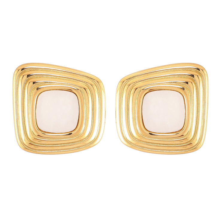 Сережки Нержавіюча сталь пусети "Візерунок з перламутровими вставками" фото №18