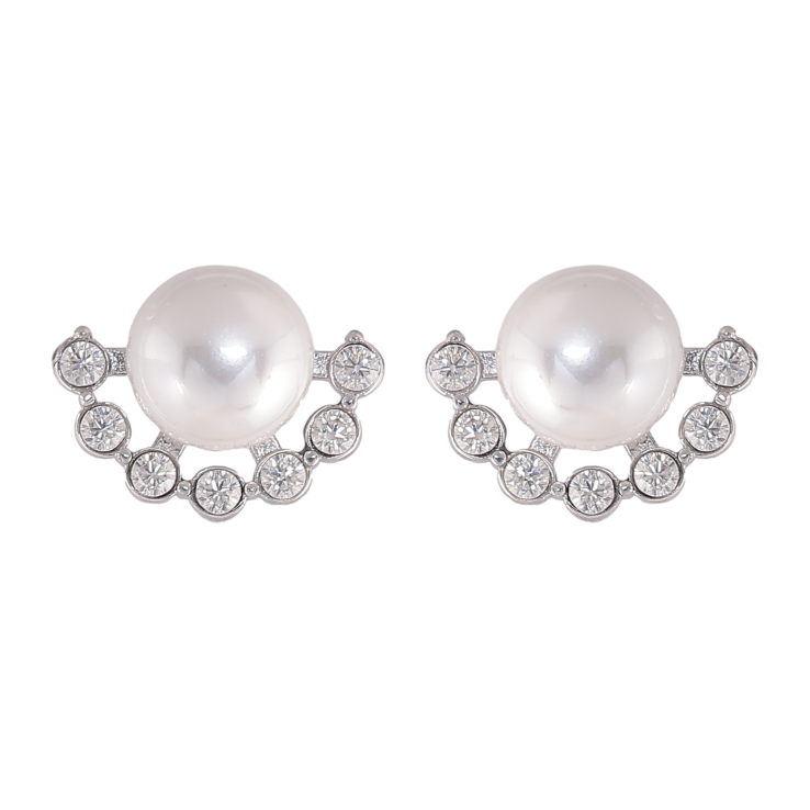 Сережки Нержавіюча сталь пусети "Візерунок з перлинами" фото №23