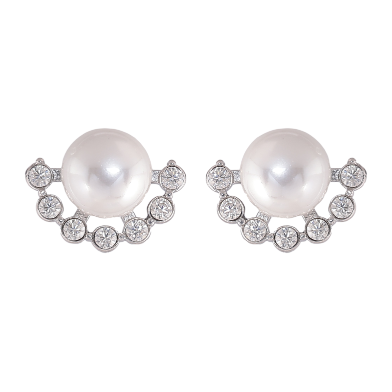 Серьги Нержавеющая сталь пусеты "Узор с жемчужинами" фото №1