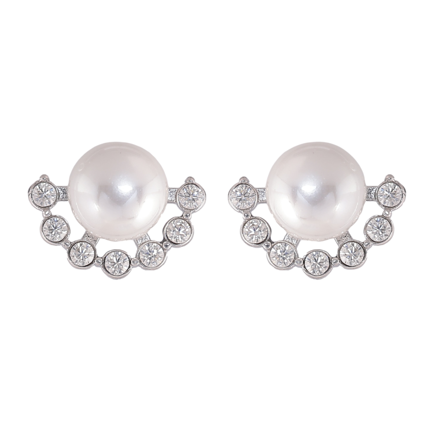 Сережки Нержавіюча сталь пусети "Візерунок з перлинами" фото №1