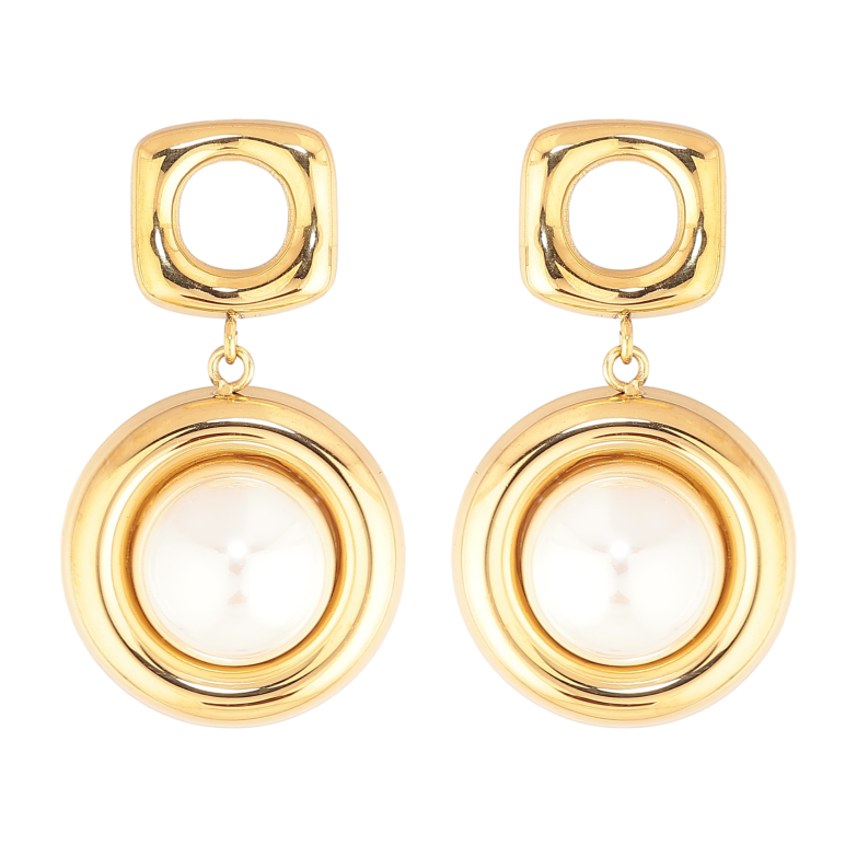 Сережки Нержавіюча сталь пусети "Декоративні підвіски з перлинами" фото №1 Сережки Нержавіюча сталь пусети "Декоративні підвіски з перлинами" фото №1