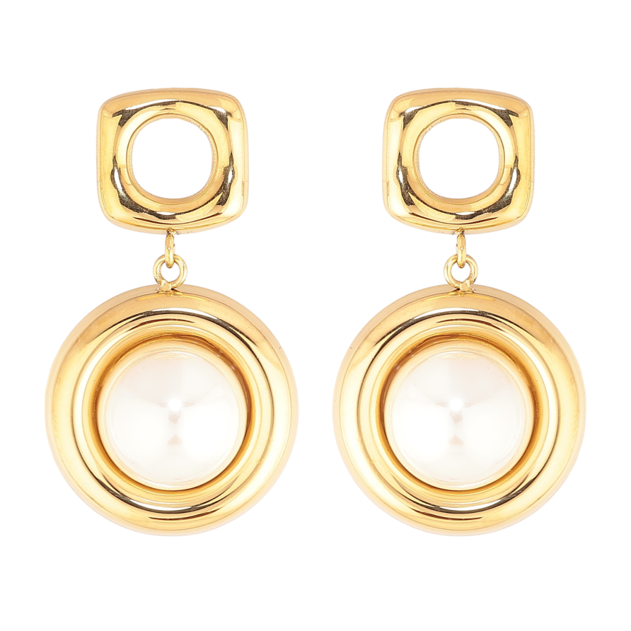 Сережки Нержавіюча сталь пусети "Декоративні підвіски з перлинами" фото №1 Сережки Нержавіюча сталь пусети "Декоративні підвіски з перлинами" фото №1