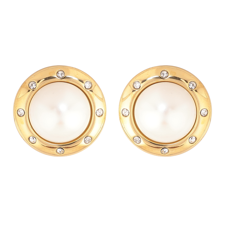 Сережки Нержавіюча сталь пусети "Перлини у декоративній оправі" фото №1