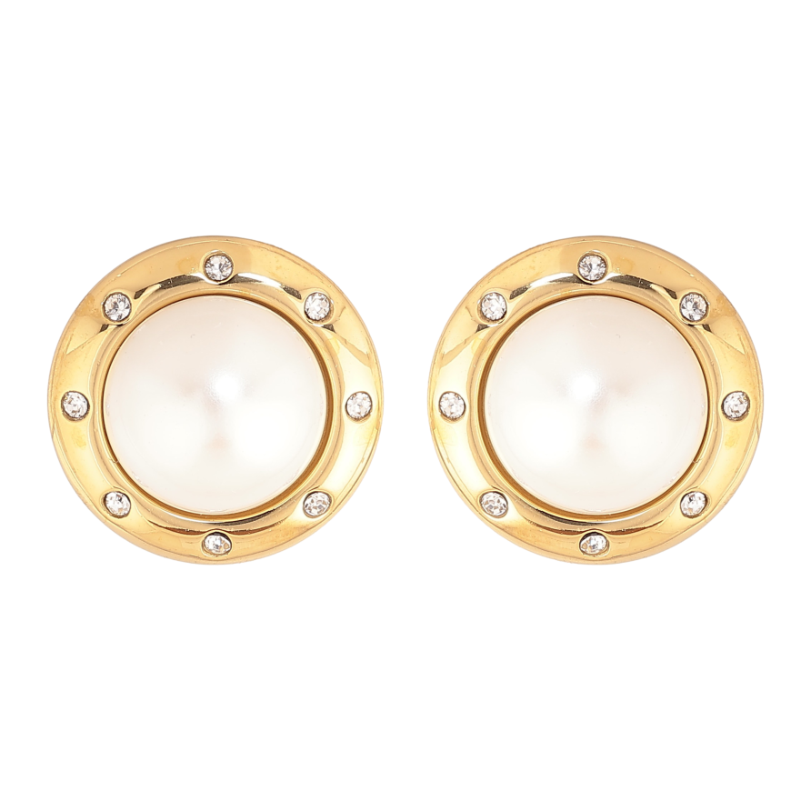 Сережки Нержавіюча сталь пусети "Перлини у декоративній оправі" фото №1