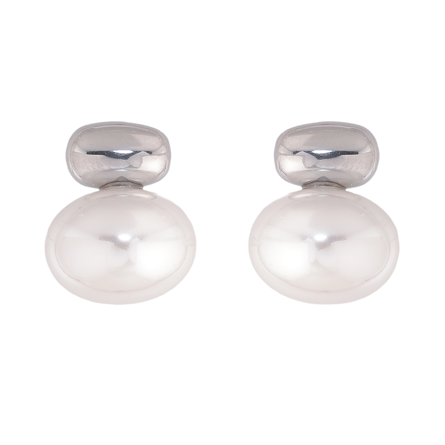 Сережки Нержавіюча сталь пусети "Візерунок з перлинами" фото №1