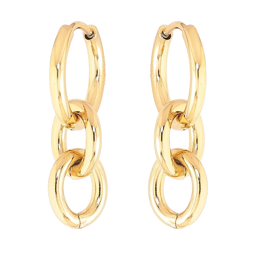 Сережки Нержавіюча сталь підвіски на колечках "Ланцюжки" 2 в 1  фото №1