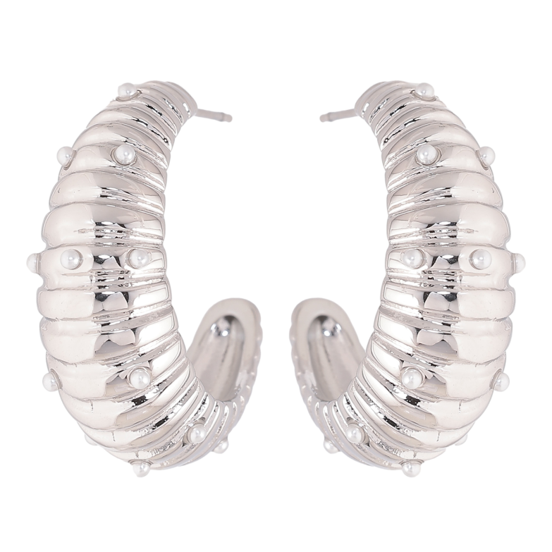 Серьги Нержавеющая сталь пусеты "Декоративные дуги" фото №4