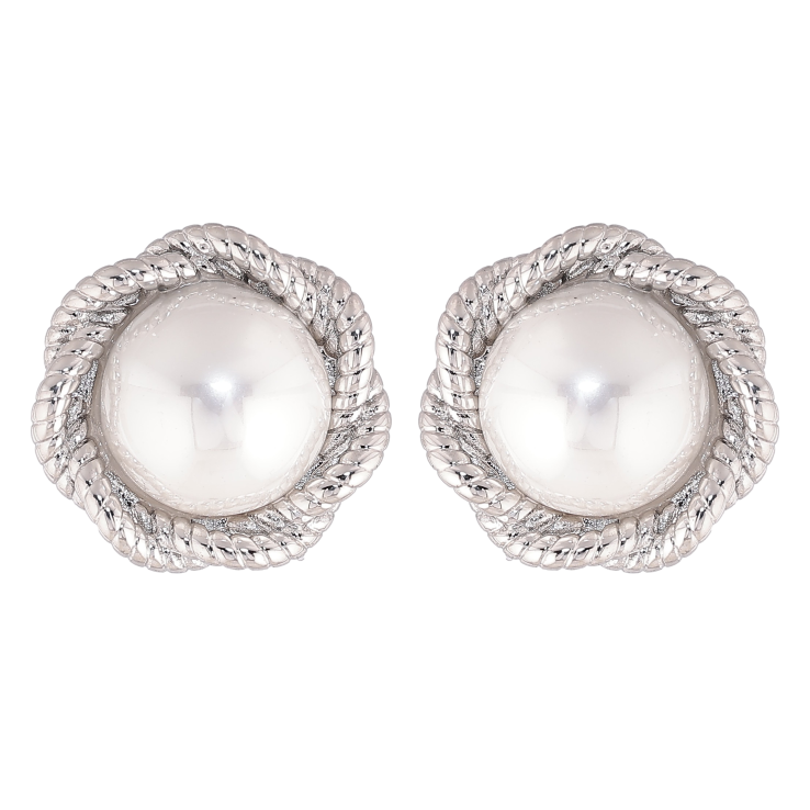 Сережки Нержавіюча сталь пусети "Квіточки з перлинами" фото №9