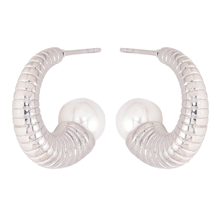 Сережки Нержавіюча сталь пусети "Дуги з перлинами" фото №25