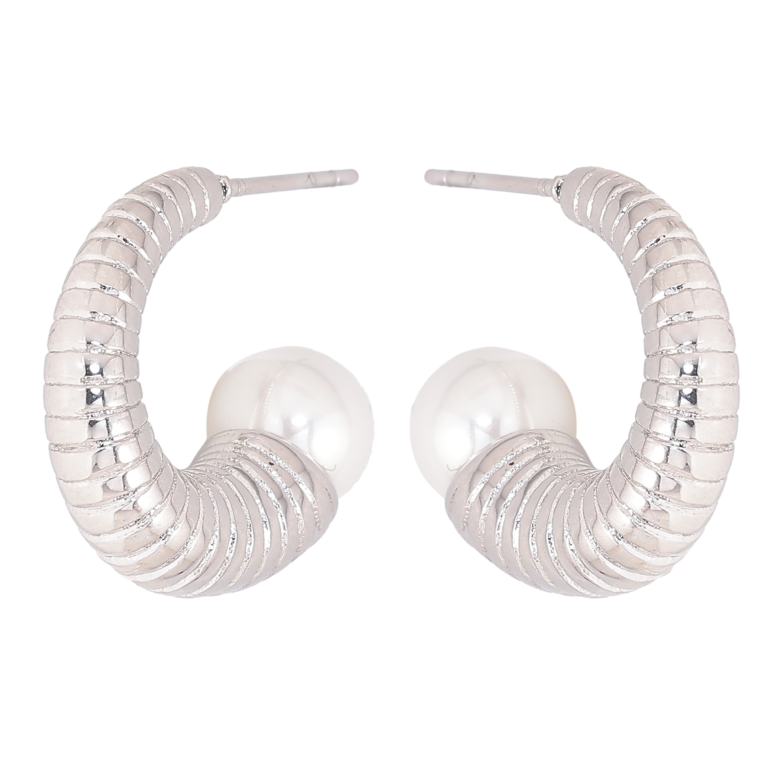 Серьги Нержавеющая сталь пусеты "Дуги с жемчужинами" фото №1