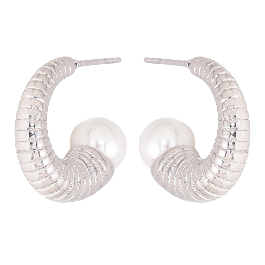 Сережки Нержавіюча сталь пусети "Дуги з перлинами" фото №1