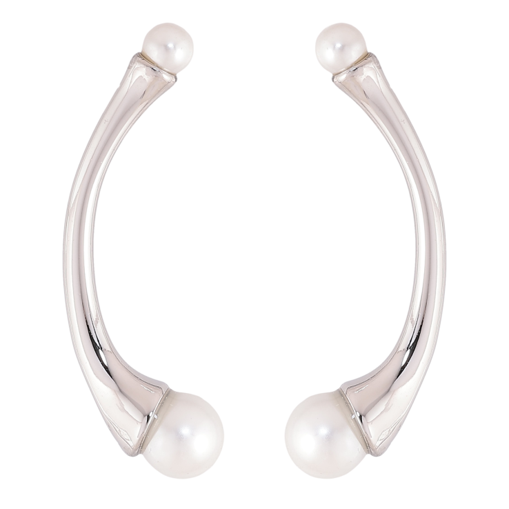 Сережки Нержавіюча сталь пусети "Візерунок з перлинами" фото №7