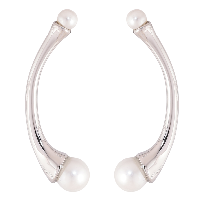 Сережки Нержавіюча сталь пусети "Візерунок з перлинами" фото №1