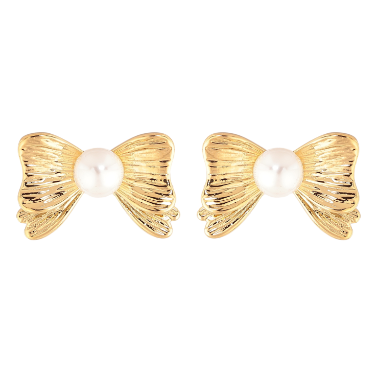 Сережки Нержавіюча сталь пусети "Банти з перлинами" фото №24 Сережки Нержавіюча сталь пусети "Банти з перлинами" фото №24