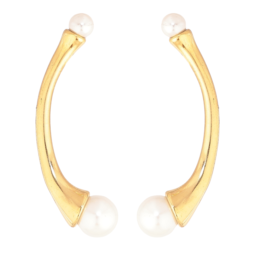 Сережки Нержавіюча сталь пусети "Візерунок з перлинами" фото №1