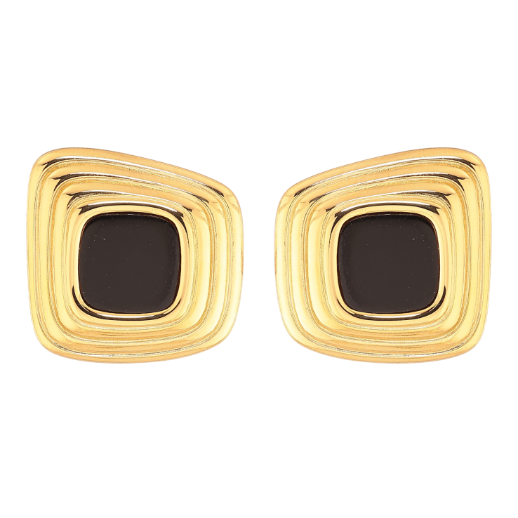 Сережки Нержавіюча сталь пусети "Візерунок з чорними вставками" фото №23 Сережки Нержавіюча сталь пусети "Візерунок з чорними вставками" фото №23