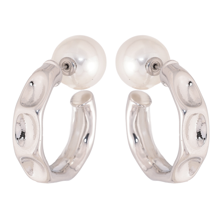 Сережки Нержавіюча сталь пусети-джекети "Дуги з перлинами" фото №18