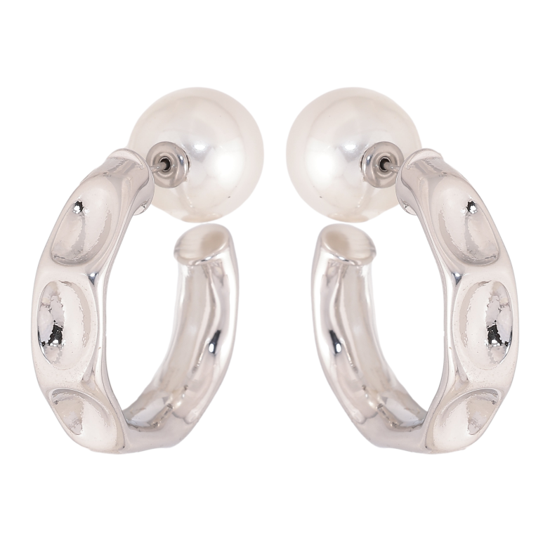 Серьги Нержавеющая сталь пусеты-джекеты "Дуги с жемчужинами" фото №1