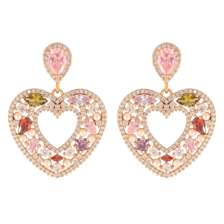 Серьги Xuping JEAN GOUJON цвет Позолота 18K пусеты "Сердечки с инкрустацией разноцветными кристаллами" фото №1 Серьги Xuping JEAN GOUJON цвет Позолота 18K пусеты "Сердечки с инкрустацией разноцветными кристаллами" фото №1